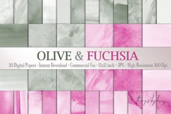 Download Olive Pink Painted Watercolor Papers - Premium Resources