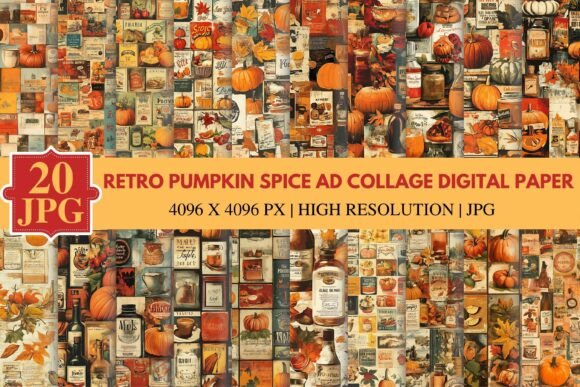 Download Retro Pumpkin Spice Ad Collage Digital P - Retro Collection