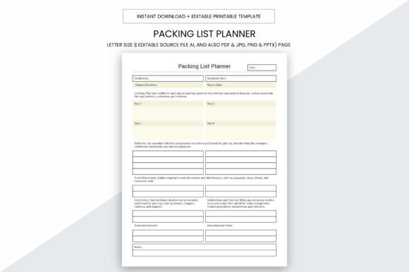 Download Packing List Planner Printable - Packing list Collection