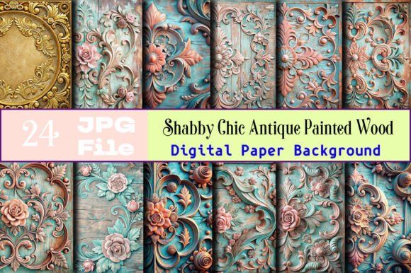 Download Shabby Chic Antique Painted Wood Papers - Premium Bundle